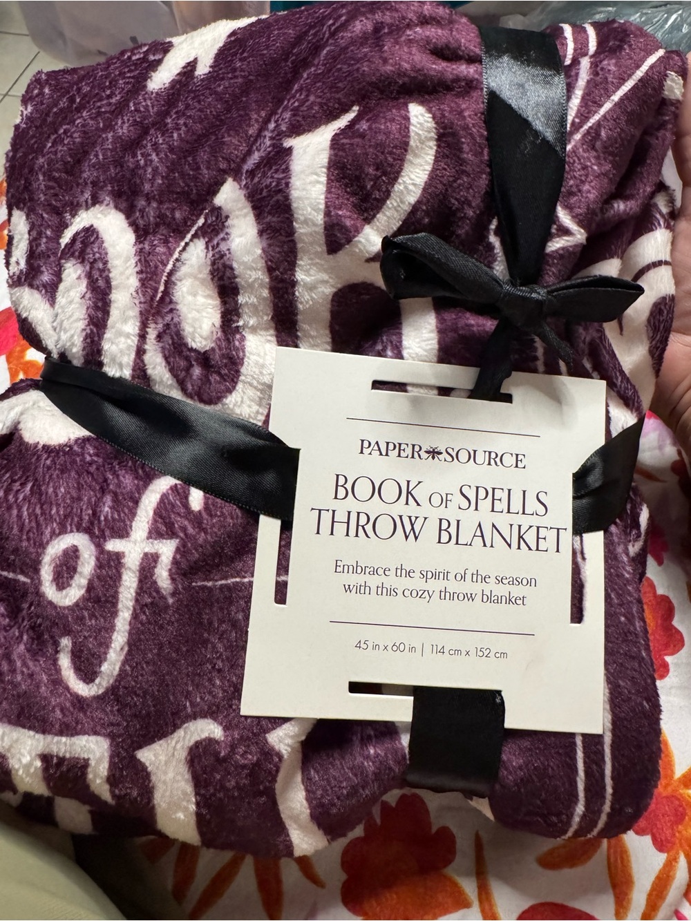 Paper Source Book of Spells Plush Throw - Purple & White Design